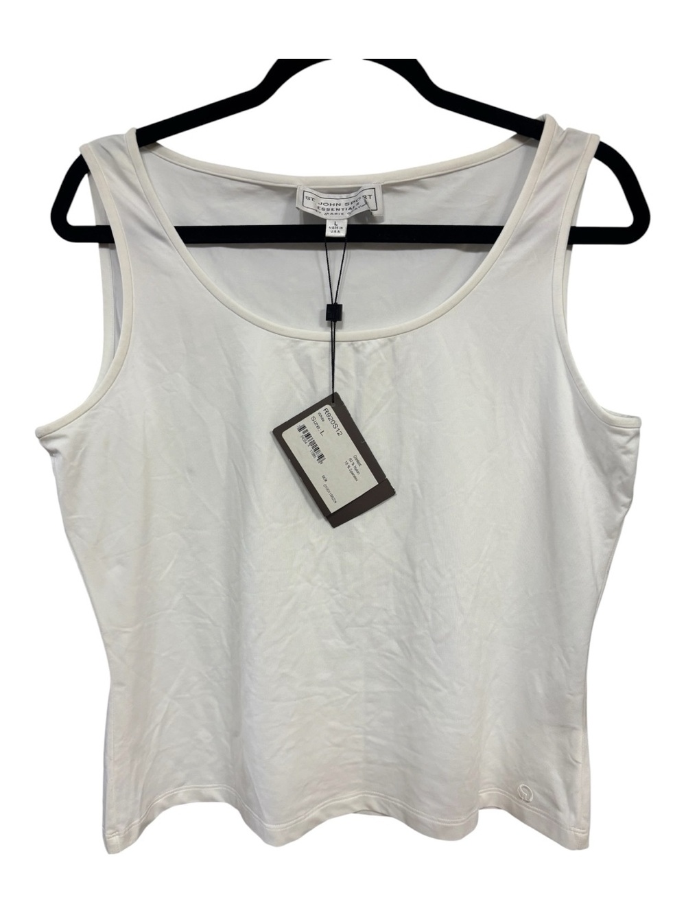 NWT St John Sport White Scoop Neck Nylon Blend Tank Sz L